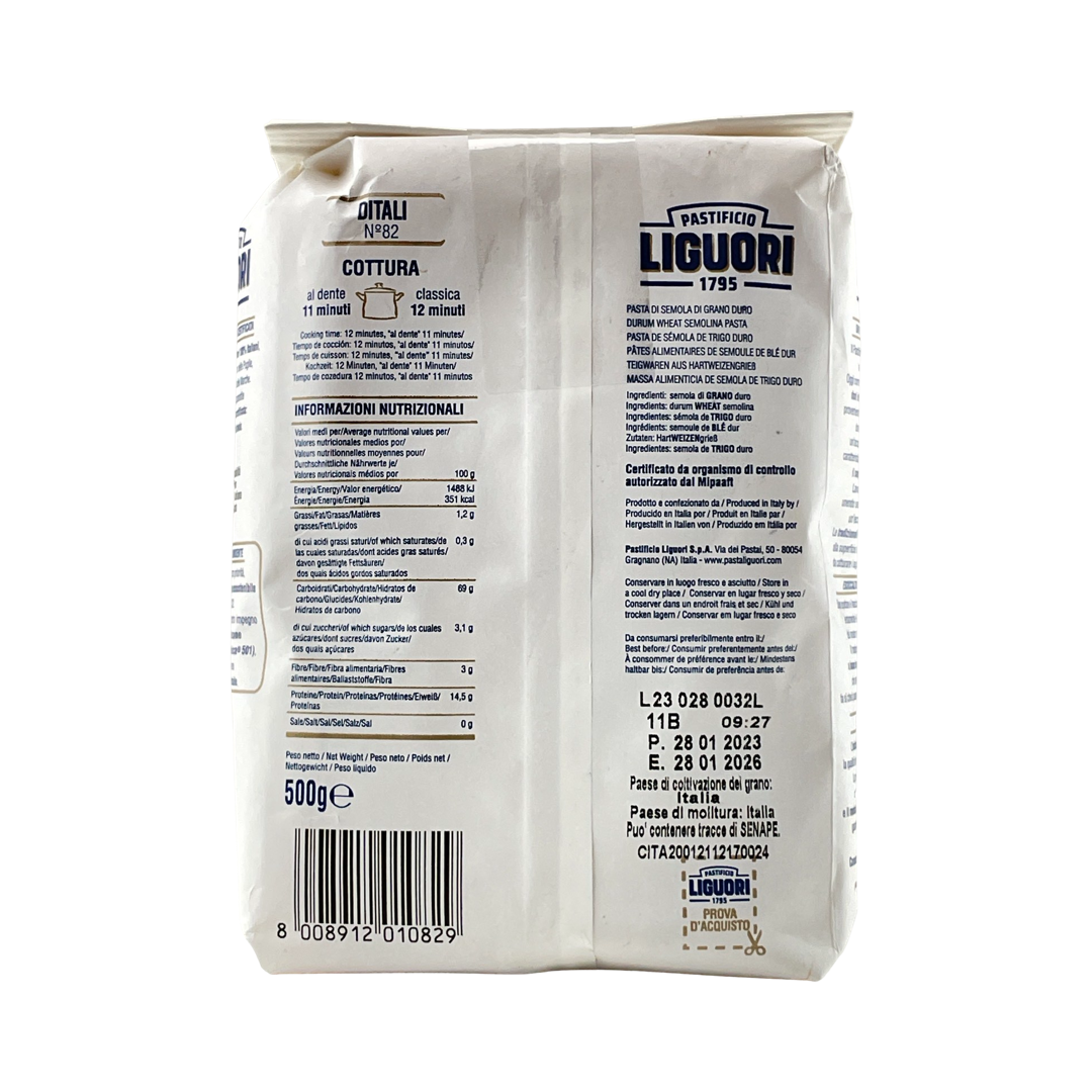 Ditali No.82 di Gragnano IGP Pastificio Liguori 500g