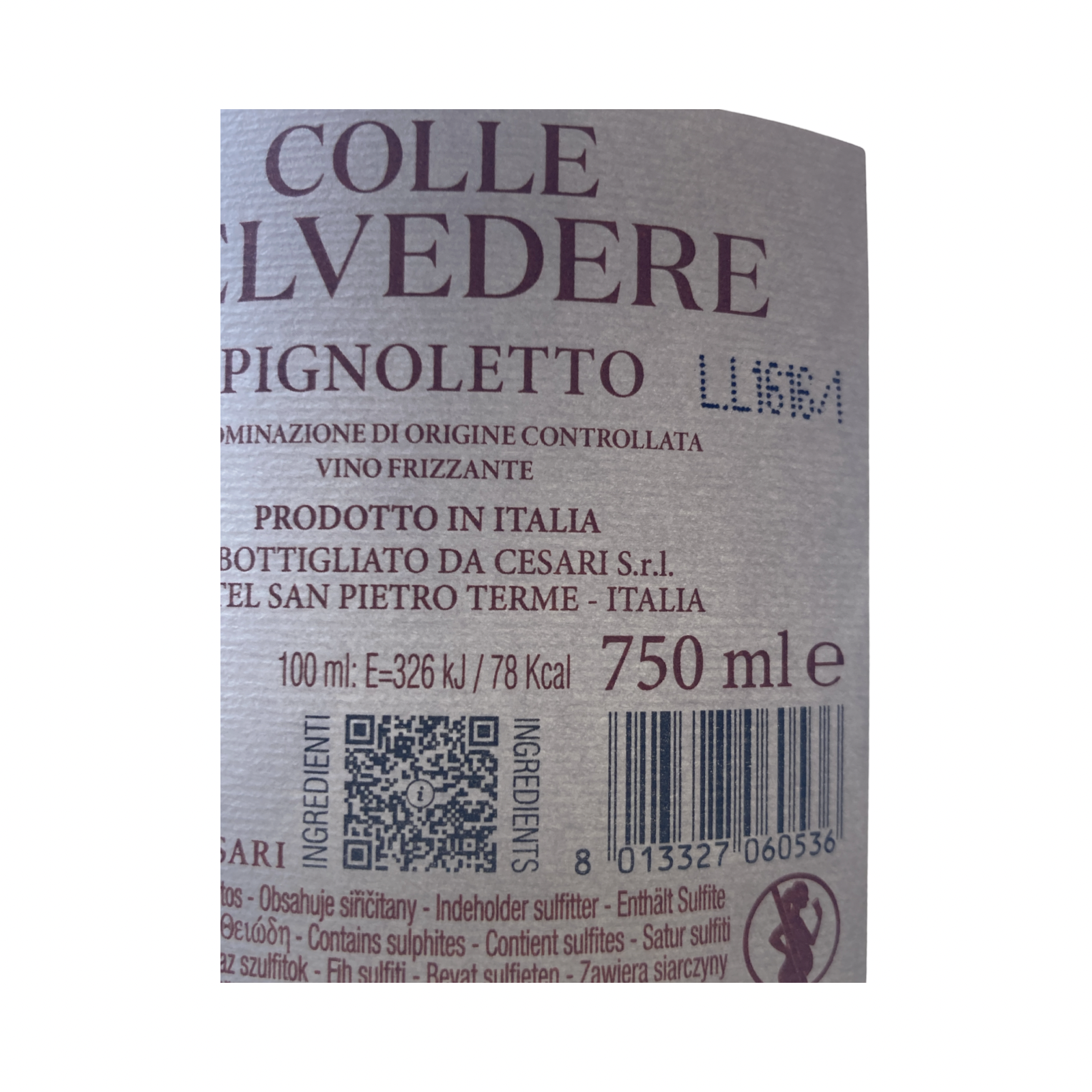 Colle Belvedere Pignoletto Frizz. DOC Umberto Cesari 0,75l
