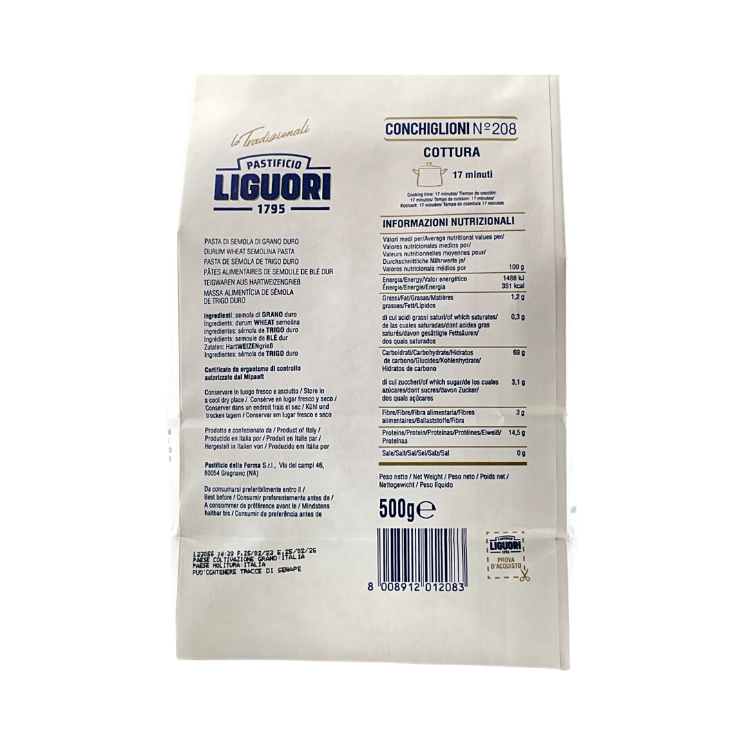 Conchiglioni di Gragnano No.208 IGP Pastificio Liguori 500g